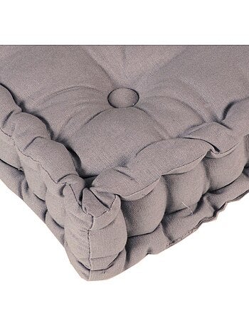 Coussin de sol bicolore capitonné super épais 10cm, Kaki / Imprimé Floral Kaki