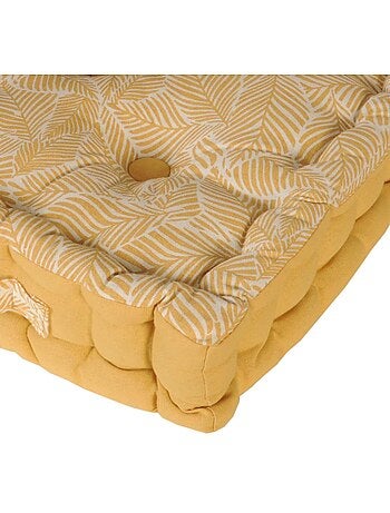 Coussin de sol bicolore capitonné super épais 10cm, Kaki / Imprimé Floral Kaki