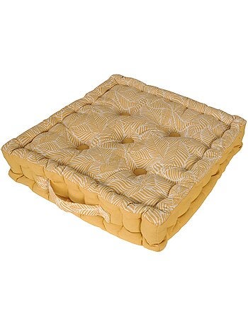Coussin de sol bicolore capitonné super épais 10cm, Kaki / Imprimé Floral Kaki