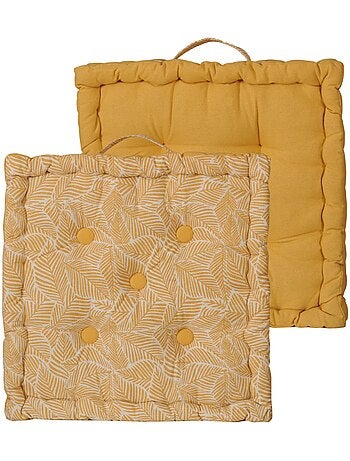 Coussin de sol bicolore capitonné super épais 10cm, Kaki / Imprimé Floral Kaki