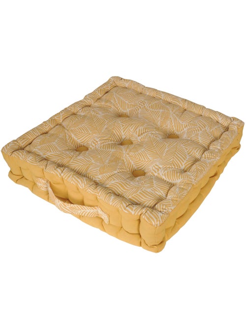 Coussin de sol bicolore capitonné super épais 10cm, Jaune / Imprimé Floral Jaune - Kiabi Coussin de sol bicolore capitonné super épais 10cm, Jaune / Imprimé Floral Jaune - Kiabi