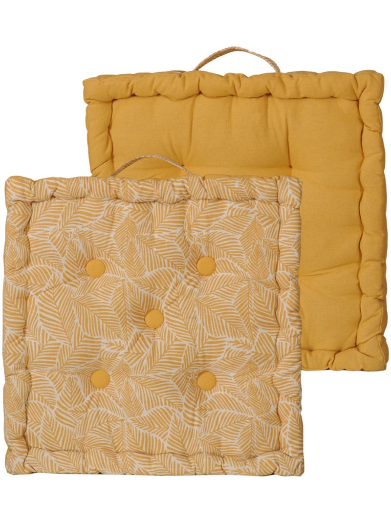 Coussin de sol bicolore capitonné super épais 10cm, Jaune / Imprimé Floral Jaune Jaune - Kiabi