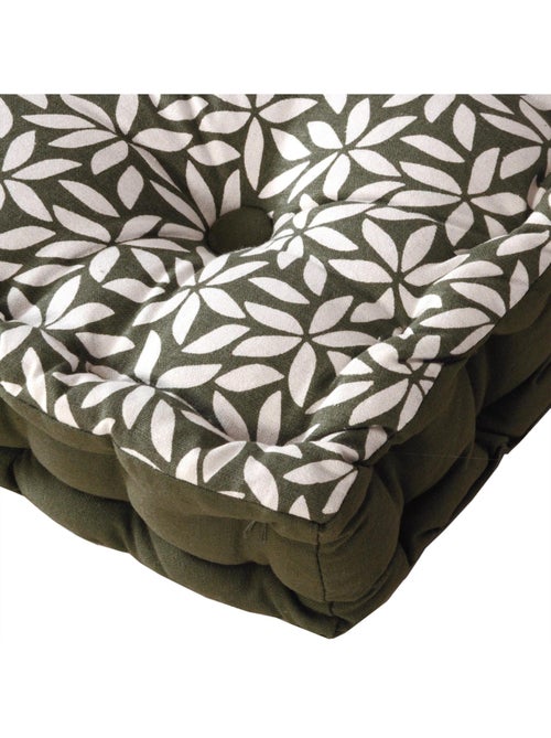 Coussin de sol bicolore capitonné super épais 10cm, Kaki / Imprimé Floral Kaki - Kiabi Coussin de sol bicolore capitonné super épais 10cm, Kaki / Imprimé Floral Kaki - Kiabi