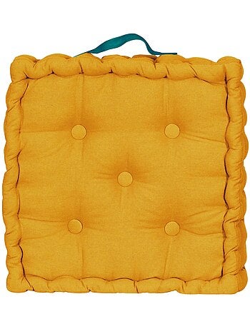 Coussin de sol bicolore capitonné super épais 10cm, Kaki / Imprimé Floral Kaki