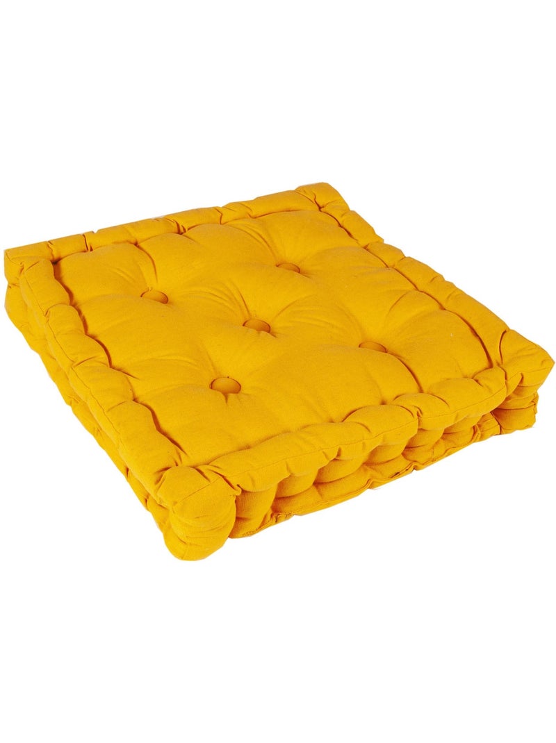 Coussin de sol bicolore capitonné super épais 10cm, Moutarde / Anse Bleu Canard Jaune moutarde - Kiabi