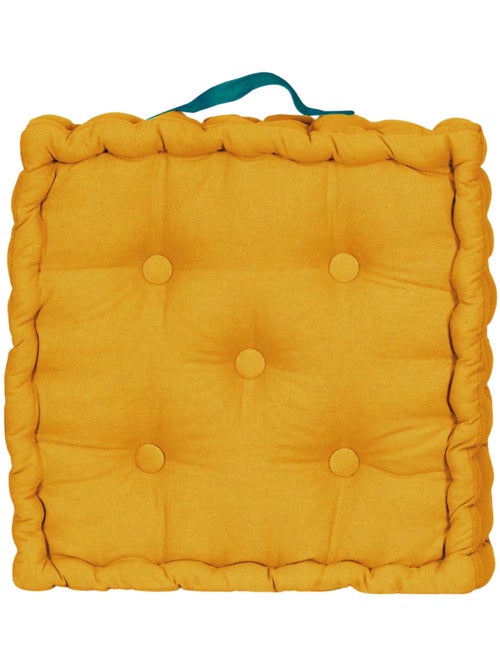 Coussin de sol bicolore capitonné super épais 10cm, Moutarde / Anse Bleu Canard - Kiabi Coussin de sol bicolore capitonné super épais 10cm, Moutarde / Anse Bleu Canard - Kiabi