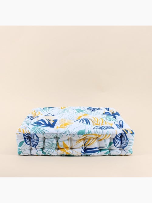 Coussin de sol blanc motifs tropical 40x40cm - Kiabi