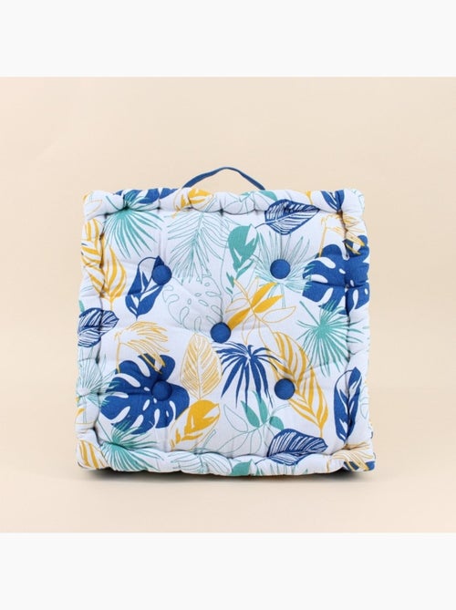 Coussin de sol blanc motifs tropical 40x40cm - Kiabi