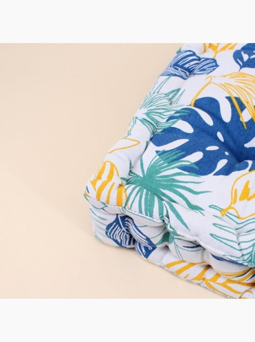Coussin de sol blanc motifs tropical 40x40cm - Kiabi