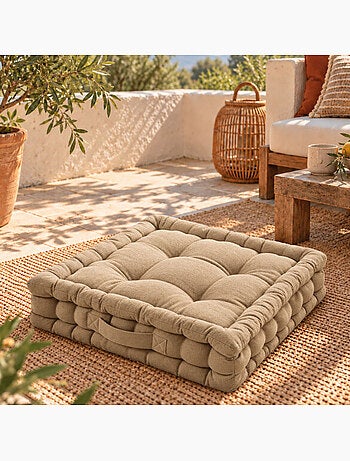 Coussin de sol capitonné avec poignée, revêtement imperméable - linxor
