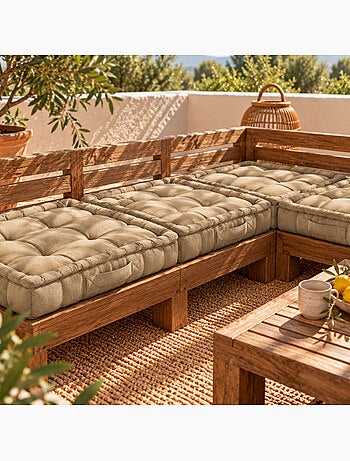 Coussin de sol capitonné avec poignée, revêtement imperméable - linxor