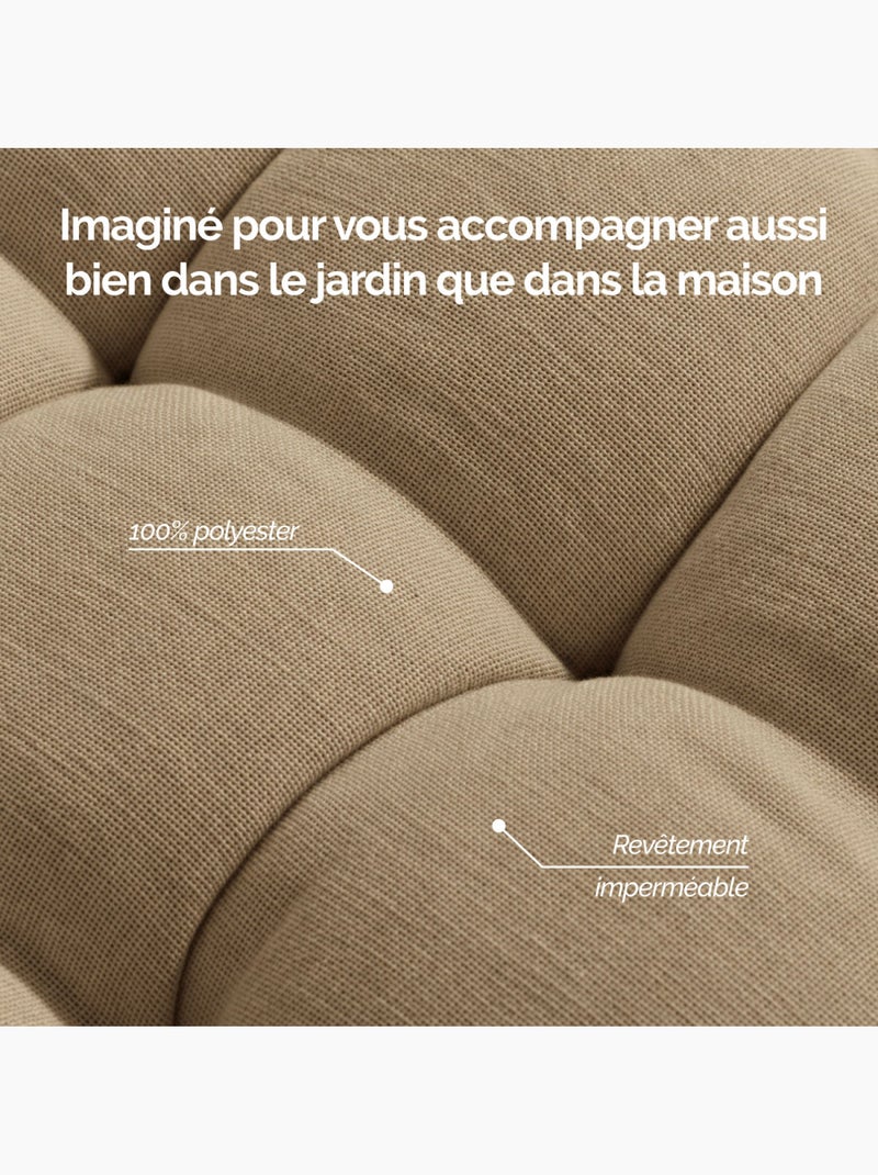 Coussin de sol capitonné avec poignée, revêtement imperméable - linxor Beige - Kiabi