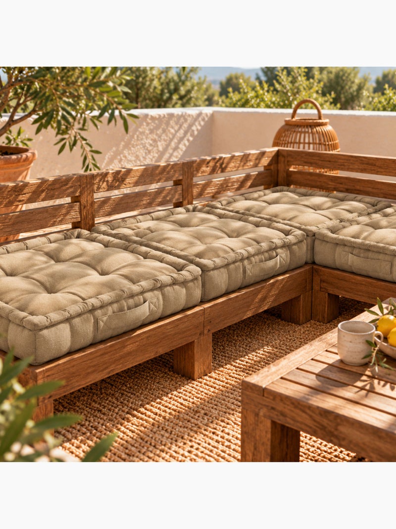 Coussin de sol capitonné avec poignée, revêtement imperméable - linxor Beige - Kiabi