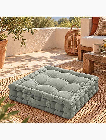 Coussin de sol capitonné avec poignée, revêtement imperméable - linxor