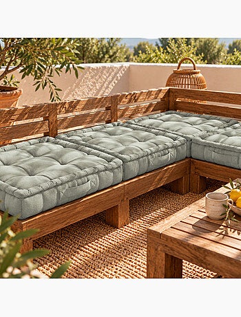 Coussin de sol capitonné avec poignée, revêtement imperméable - linxor