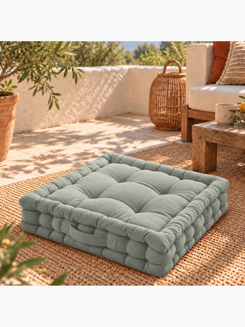 Coussin de sol capitonné avec poignée, revêtement imperméable - linxor Gris clair - Kiabi