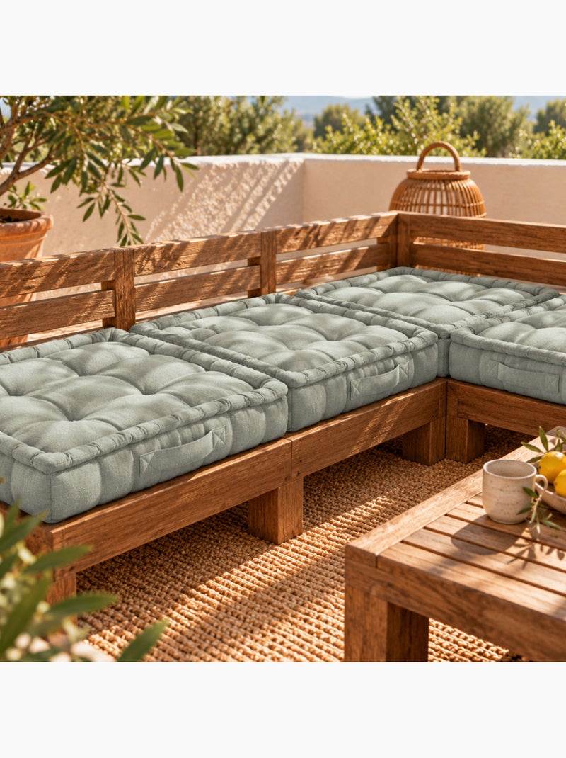 Coussin de sol capitonné avec poignée, revêtement imperméable - linxor Gris clair - Kiabi