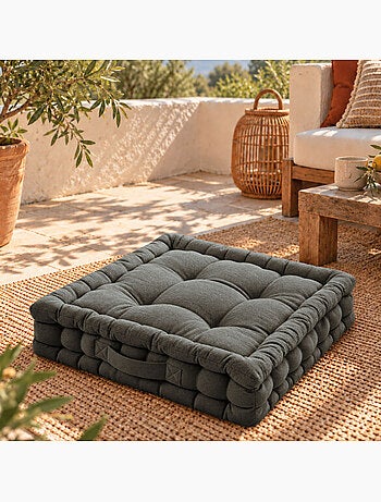 Coussin de sol capitonné avec poignée, revêtement imperméable - linxor