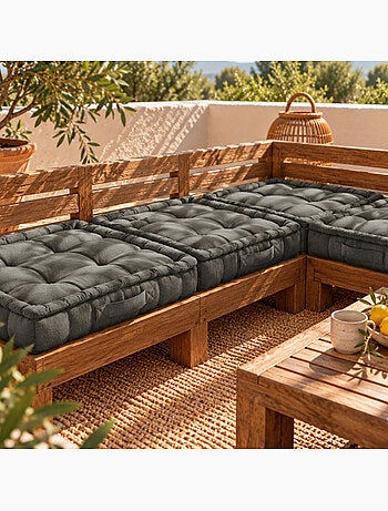 Coussin de sol capitonné avec poignée, revêtement imperméable - linxor