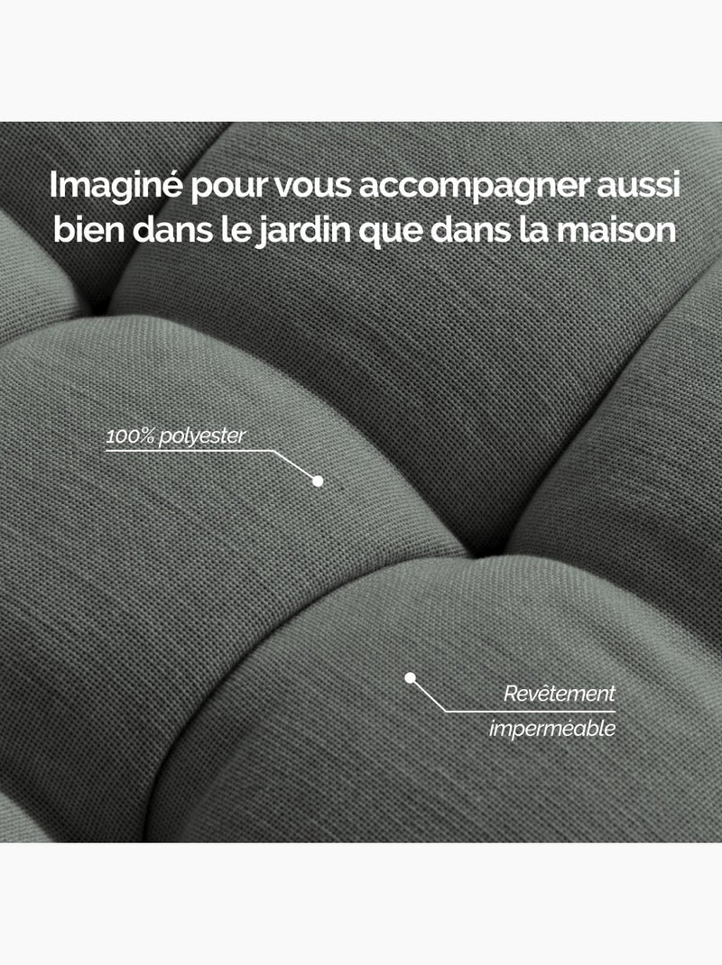 Coussin de sol capitonné avec poignée, revêtement imperméable - linxor Gris foncé - Kiabi