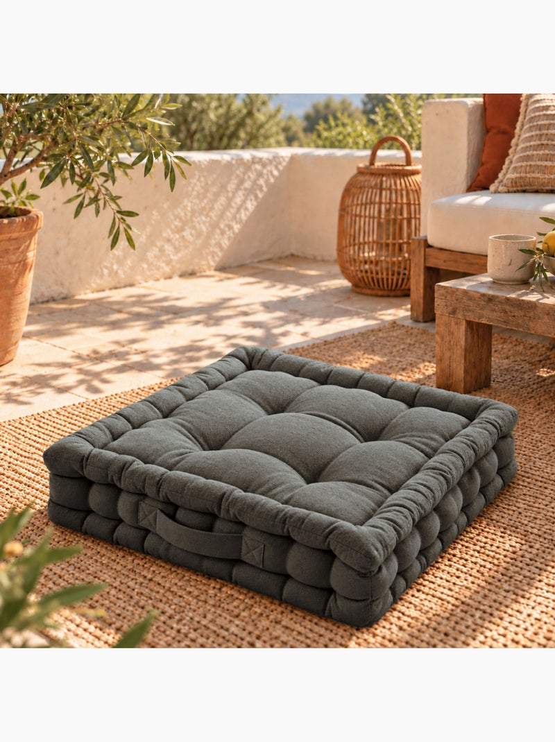 Coussin de sol capitonné avec poignée, revêtement imperméable - linxor Gris foncé - Kiabi