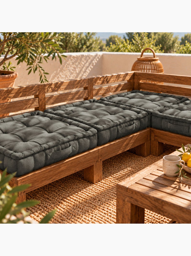 Coussin de sol capitonné avec poignée, revêtement imperméable - linxor Gris foncé - Kiabi