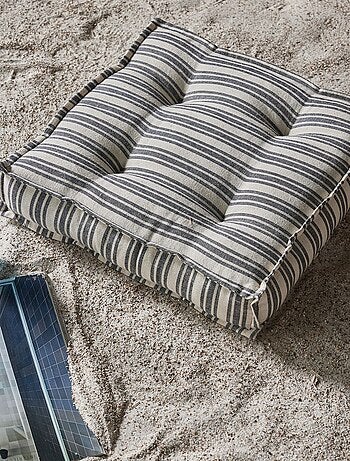 Coussin de sol carré imprimé CABANE DE PLAGE