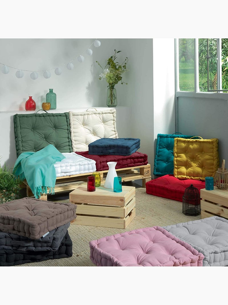 Coussin de sol coton uni panama Bleu - Kiabi