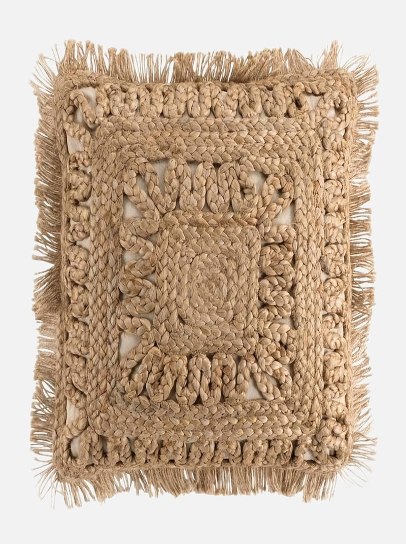 COUSSIN DE SOL DEHOUSSABLE FRANGES 45 x 45 CM JUTE Blanc - Kiabi