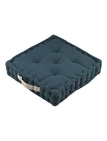Coussin de sol Duo cobalt lin 100% coton