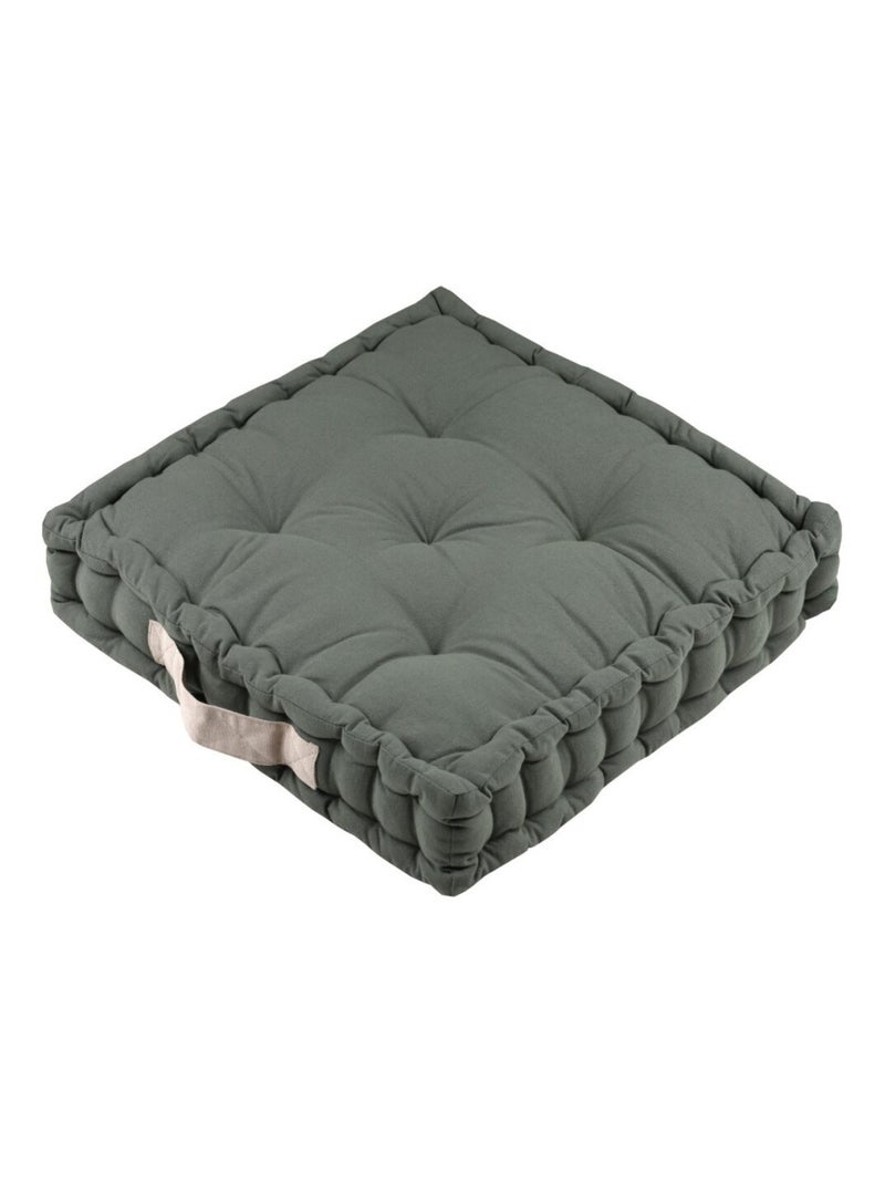 Coussin de sol Duo cobalt lin 100% coton Vert - Kiabi