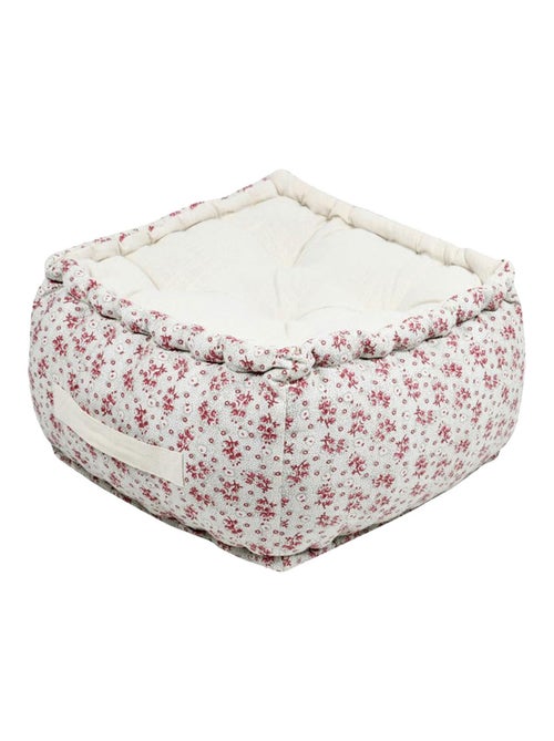 Coussin de sol écru avec petites fleurs roses  40 cm - Kiabi