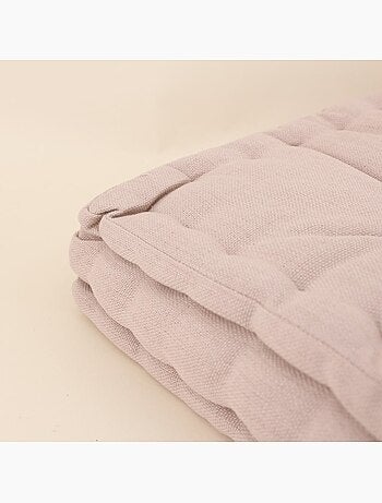 Coussin de sol effet lin déperlant & anti-uv beige 60x60cm