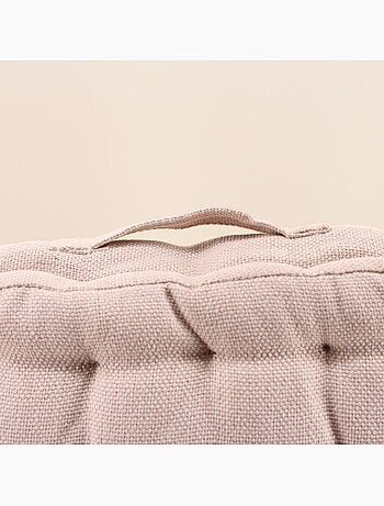 Coussin de sol effet lin déperlant & anti-uv beige 60x60cm