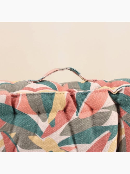 Coussin de sol effet lin déperlant & anti-uv imprimé coloré 60x60cm - Kiabi