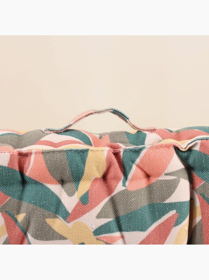 Coussin de sol effet lin déperlant & anti-uv imprimé coloré 60x60cm Vert - Kiabi