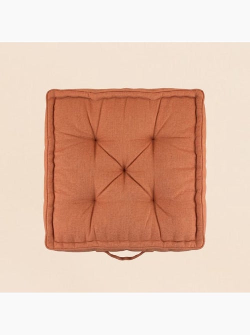 Coussin de sol effet lin déperlant & anti-uv terracotta 60x60cm - Kiabi