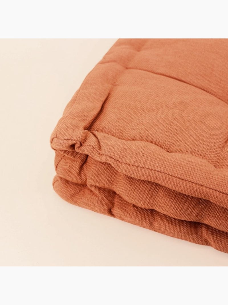Coussin de sol effet lin déperlant & anti-uv terracotta 60x60cm Terre cuite - Kiabi