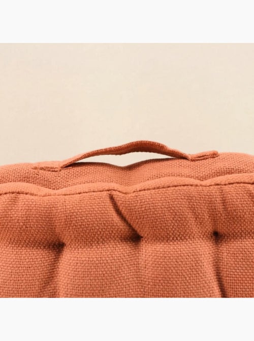 Coussin de sol effet lin déperlant & anti-uv terracotta 60x60cm - Kiabi