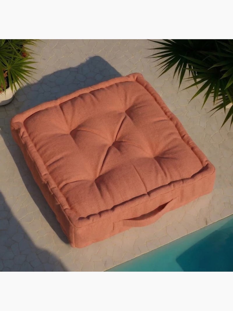 Coussin de sol effet lin déperlant & anti-uv terracotta 60x60cm Terre cuite - Kiabi
