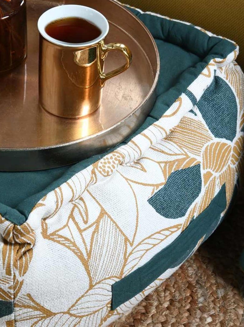 Coussin de sol en coton Lotus Beige/Vert - Kiabi