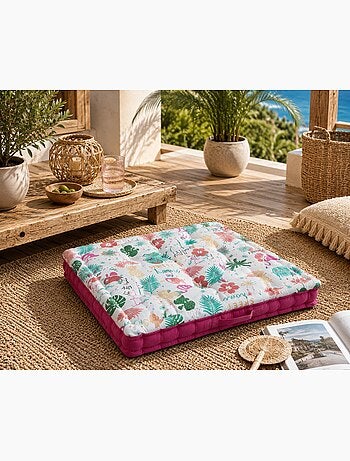 Coussin de sol en coton matelassé Flamant Rose 60cm