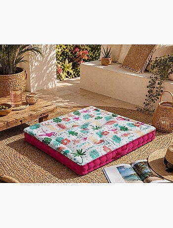 Coussin de sol en coton matelassé Flamant Rose 60cm