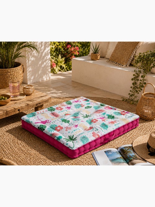 Coussin de sol en coton matelassé Flamant Rose 60cm - Kiabi Coussin de sol en coton matelassé Flamant Rose 60cm - Kiabi