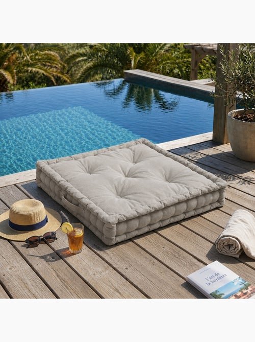 Coussin de sol en coton matelassé lin 60x60cm - Kiabi Coussin de sol en coton matelassé lin 60x60cm - Kiabi