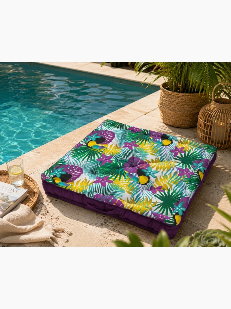 Coussin de sol en coton matelassé Toucan 60cm Violet - Kiabi