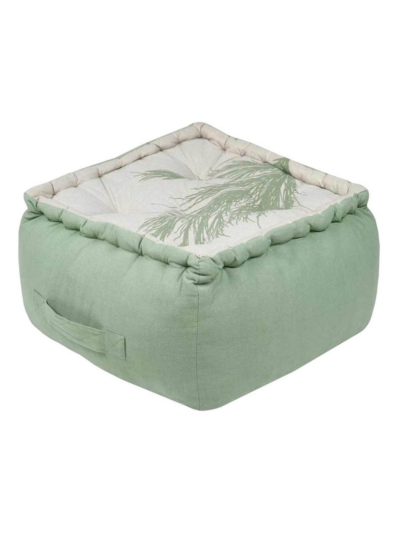 Coussin de sol en coton végétal nature Coralia vert  40 cm Beige/Vert - Kiabi