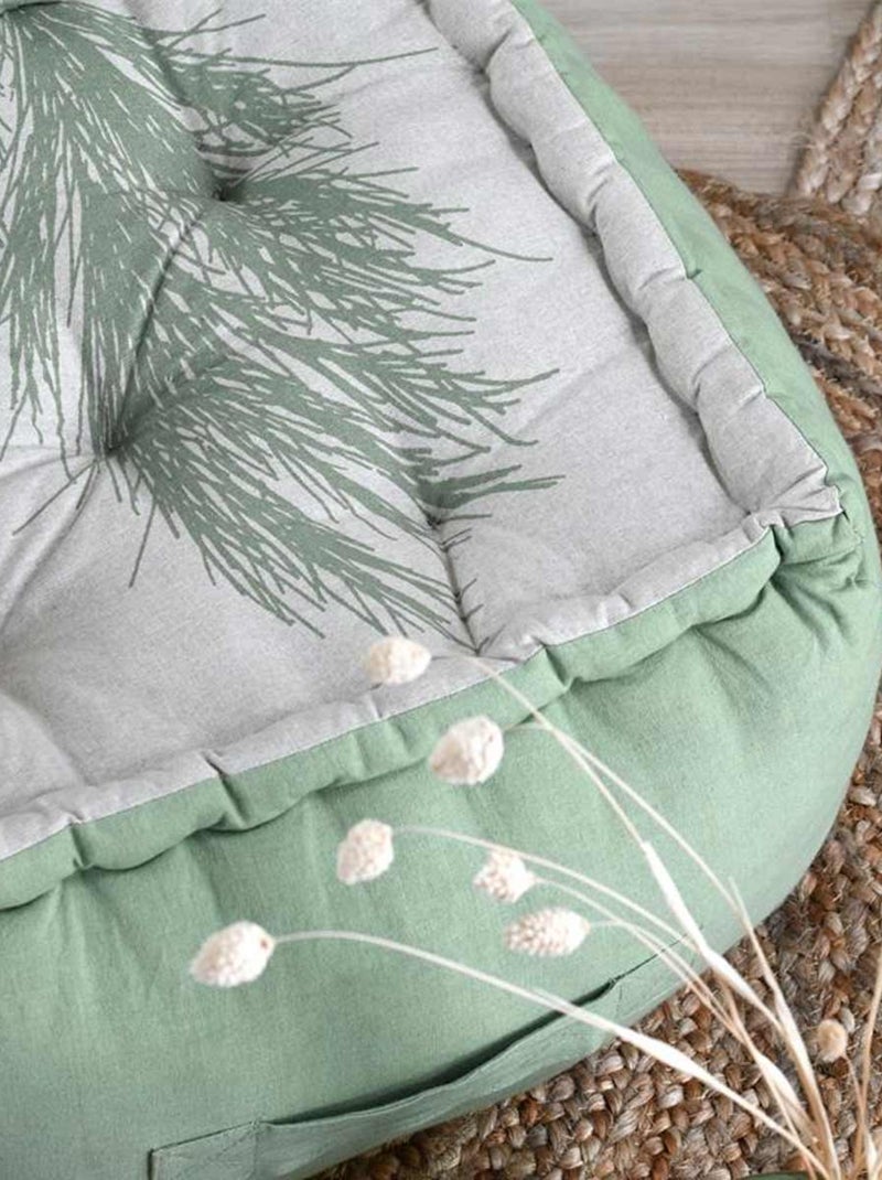 Coussin de sol en coton végétal nature Coralia vert  40 cm Beige/Vert - Kiabi