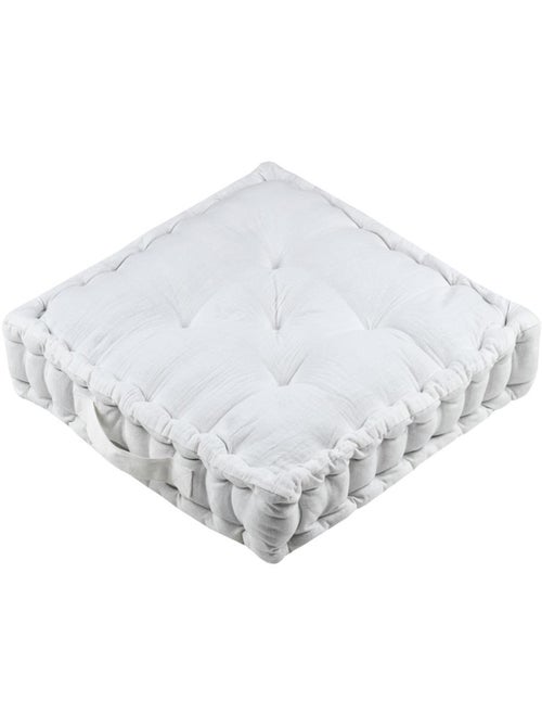 Coussin de sol en gaze de coton Pop color 45x45cm ecru - Kiabi