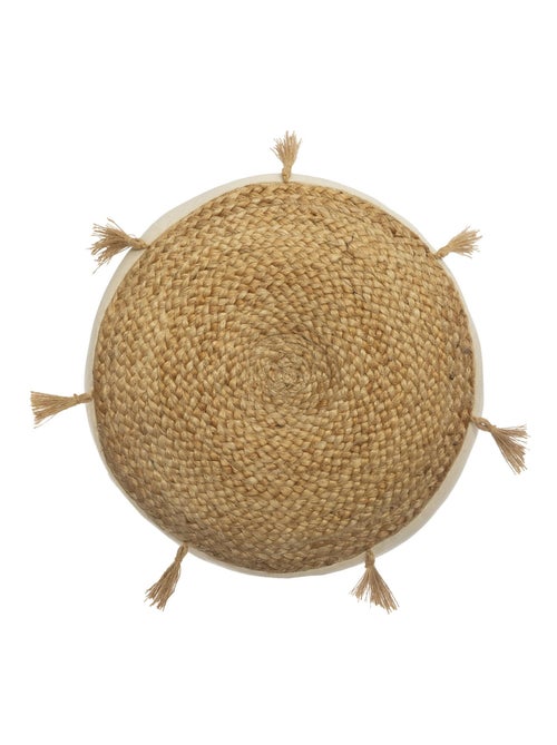 Coussin de sol en jute et pompons - Kiabi Coussin de sol en jute et pompons - Kiabi